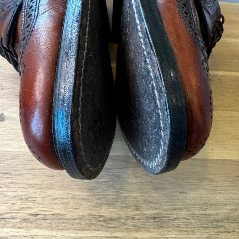 Dexter Men 10 EEE Brown Pebble Grain Leather Longwing Wingtip Brogue Shoes USA
